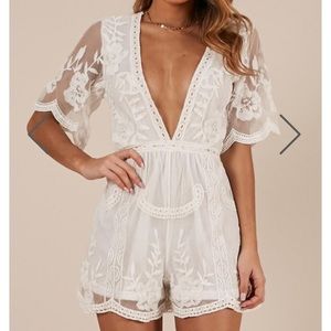 Zara embroidered lace romper